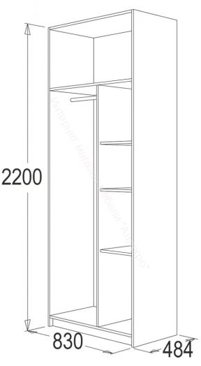 Шкаф 2-х дверный Флагман 4 с перегородкой Дуб сонома