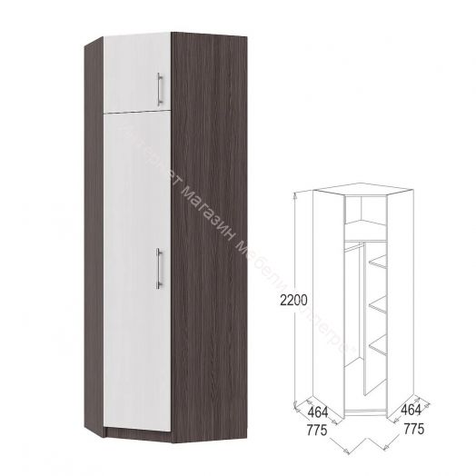 Шкаф угловой Флагман 5 Ясень анкор темный/Ясень анкор светлый