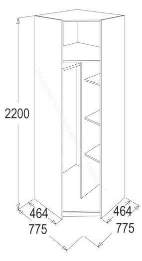 Шкаф угловой Флагман 5 Ясень анкор темный/Ясень анкор светлый