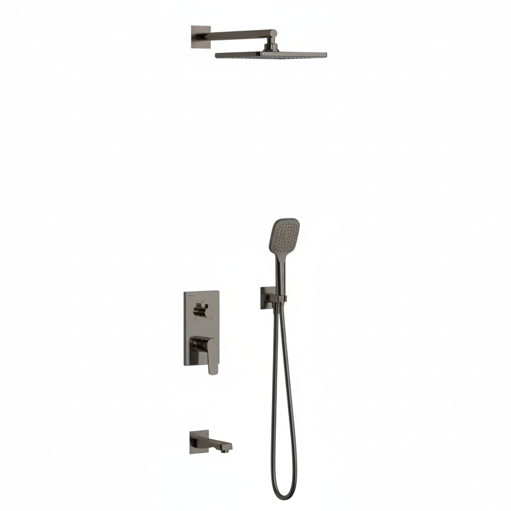 Teska Simena Üçyönlü Ankastre Duş Batarya Seti (Gun Metal)
