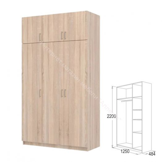 Шкаф 3-х дверный Флагман 2 с антресолью Дуб сонома