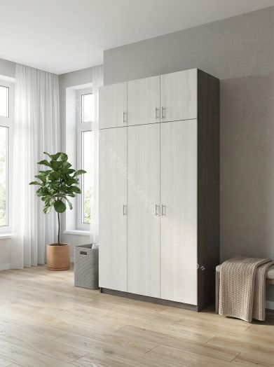 Шкаф 3-х дверный Флагман 2 с антресолью Ясень анкор темный/Ясень анкор светлый