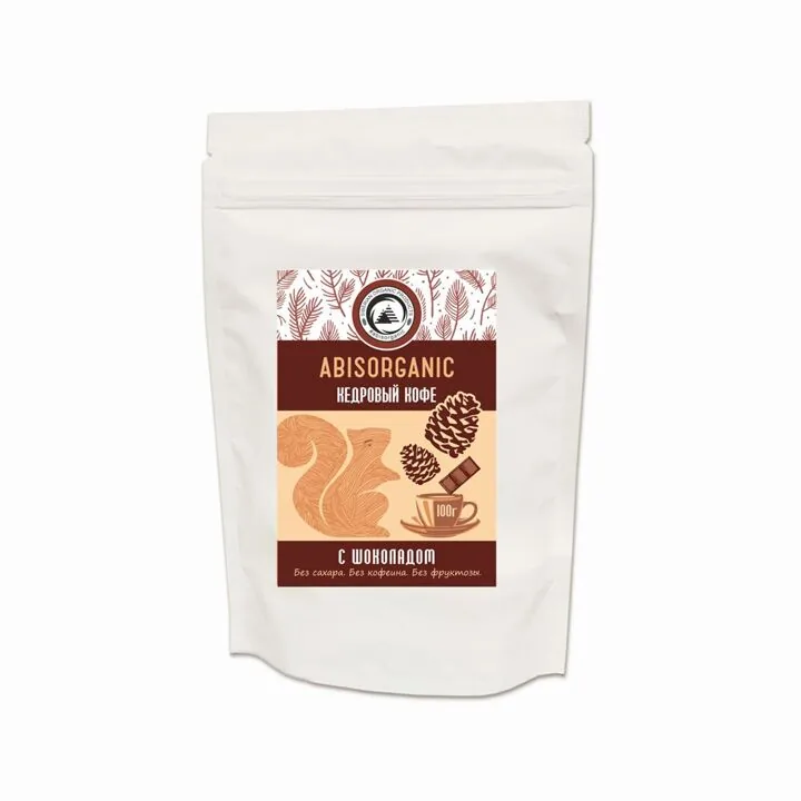 Кедровый кофе ABISORGANIC с шоколадом без сахара и кофеина, 100г