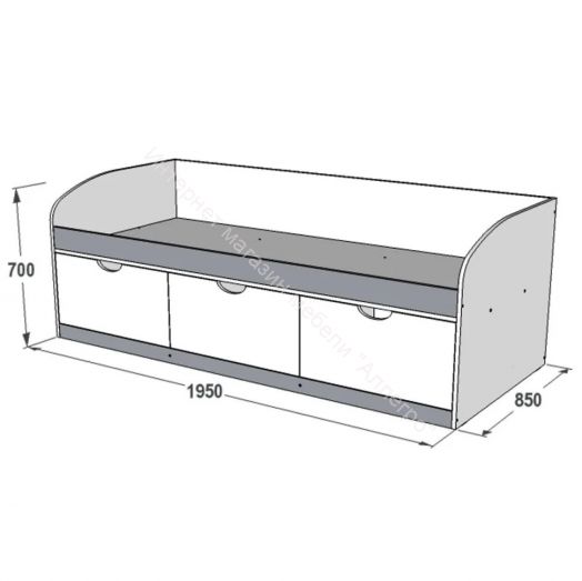 Кровать-8 одинарная (800*1900) с 3-мя ящиками