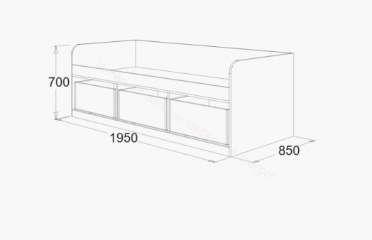 Кровать-8 одинарная (800*1900) с 3-мя ящиками