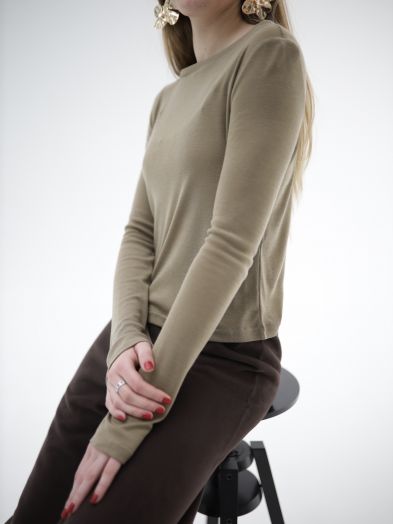 Лонгслив из мериноса ореховый