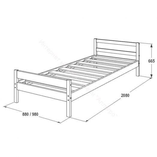 Кровать -13 одинарная из массива 900*2000 (Фант)