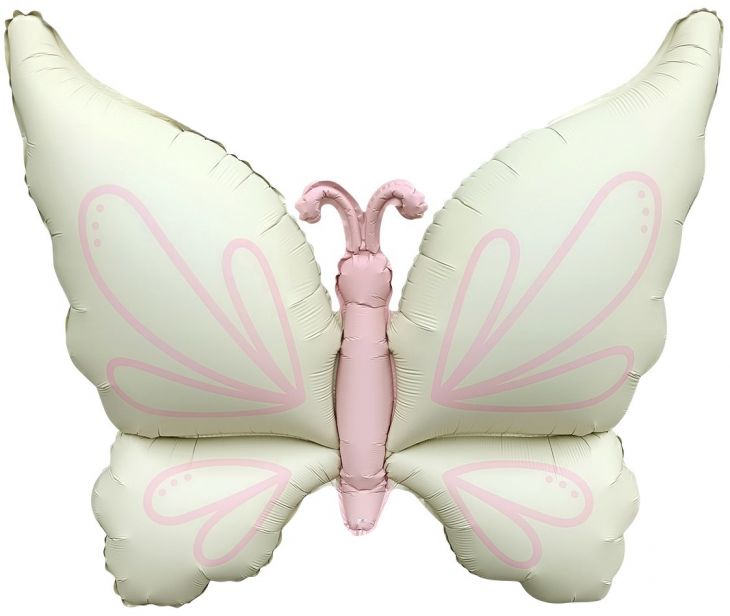 Шар (37''/94 см) Фигура, Нежная бабочка, Кремовый, Сатин