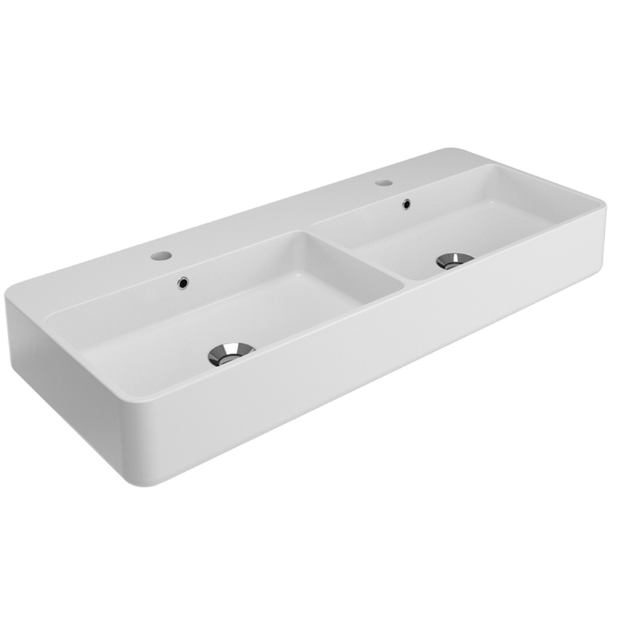 Изображение Раковина двойная подвесная Olympia Tratto TRA41101 с отверстием под смеситель 100x41x14 см