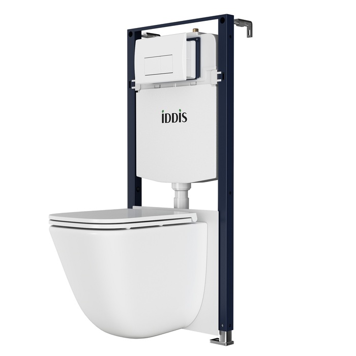 Комплект 3в1: подвесной унитаз, инсталляция и белая клавиша смыва, Basic, IDDIS, BASTQ03i73