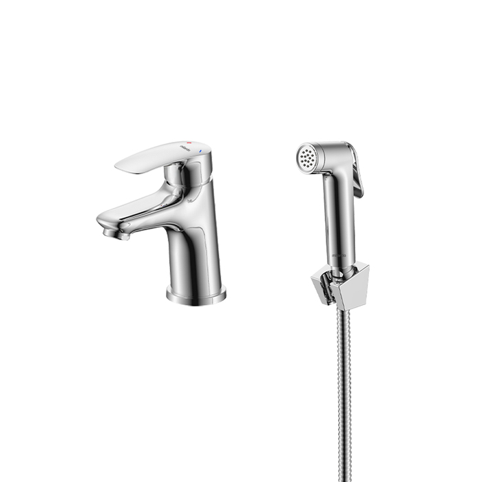 Смеситель для умывальника с гигиеническим душем, хром глянцевый, Rora, Milardo, RORSB01M08