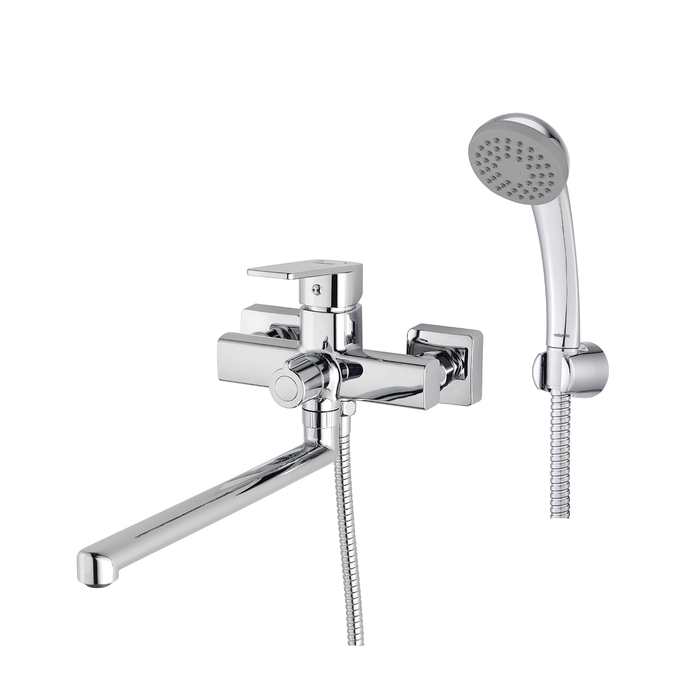 Смеситель для ванны с длинным изливом, хром глянцевый, Poli, Milardo, POLSB00M10