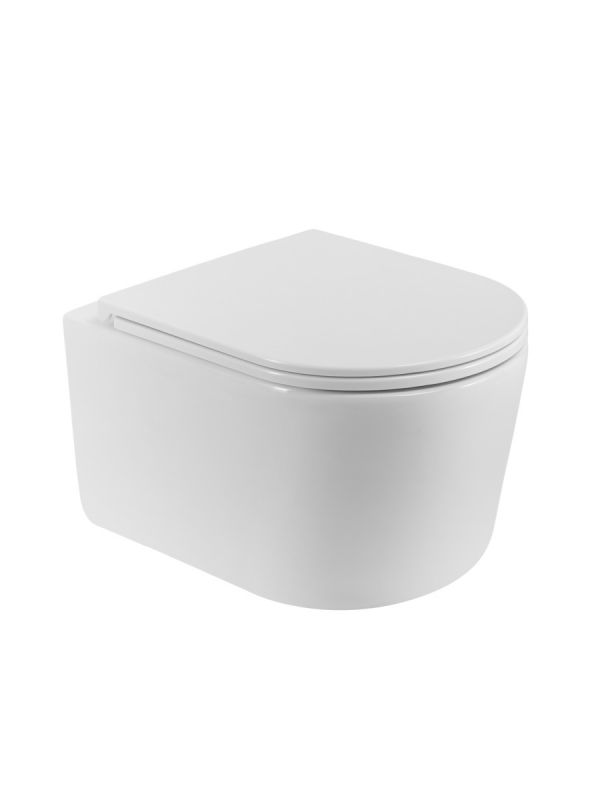 Унитаз подвесной безободковый с сиденьем и смывом TORNADO BelBagno UNIQUE BB007CH-TOR/SC