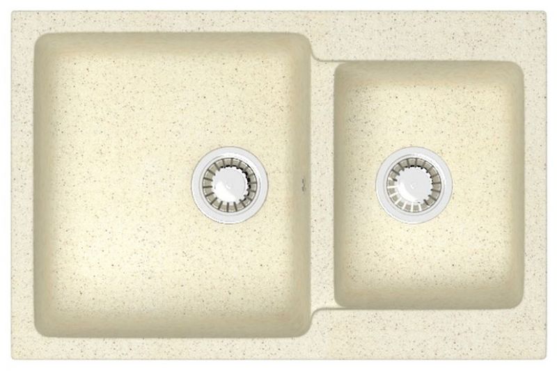 Кухонная мойка AZARIO Grand 765х500х190 двойная, искусственный мрамор, бежевый CS00079902