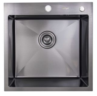 Мойка для кухни из нержавеющей стали врезная Hoffger HFG-5050B ECO Графит квадратная