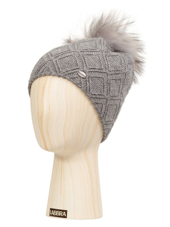 Шапка женская шерсть+анг+виск+каш+люр LB-D77016 l.grey/silver LABBRA