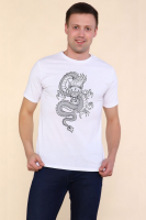 2224 Футболка мужская Тату дракона [белый/черный]