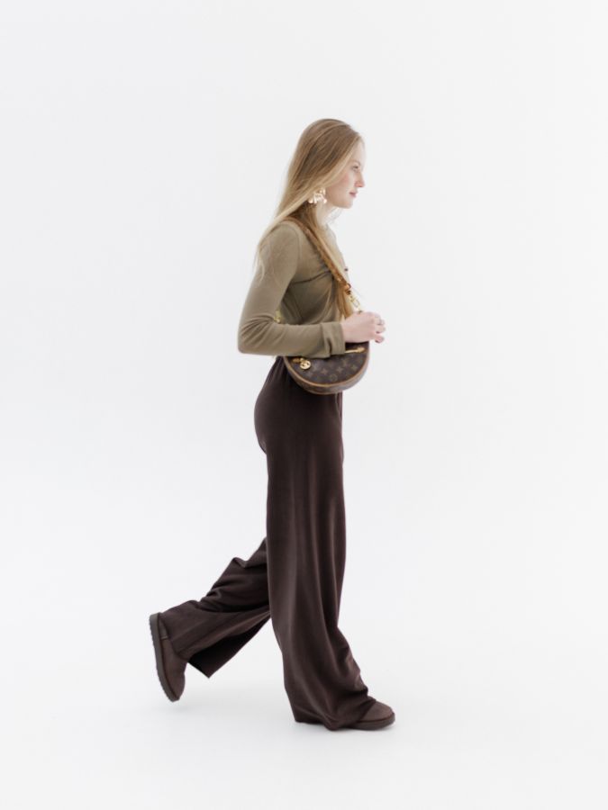 Брюки оверсайз шоколад из 3х нитки