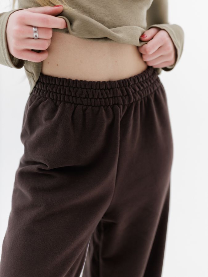 Брюки оверсайз шоколад из 3х нитки