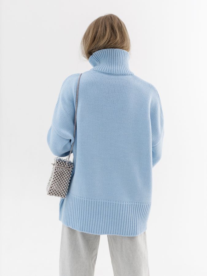 Свитер из мериноса голубой