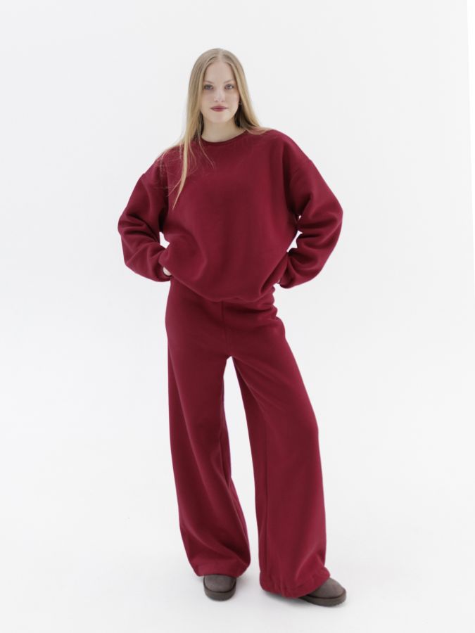 Брюки с начесом брусника