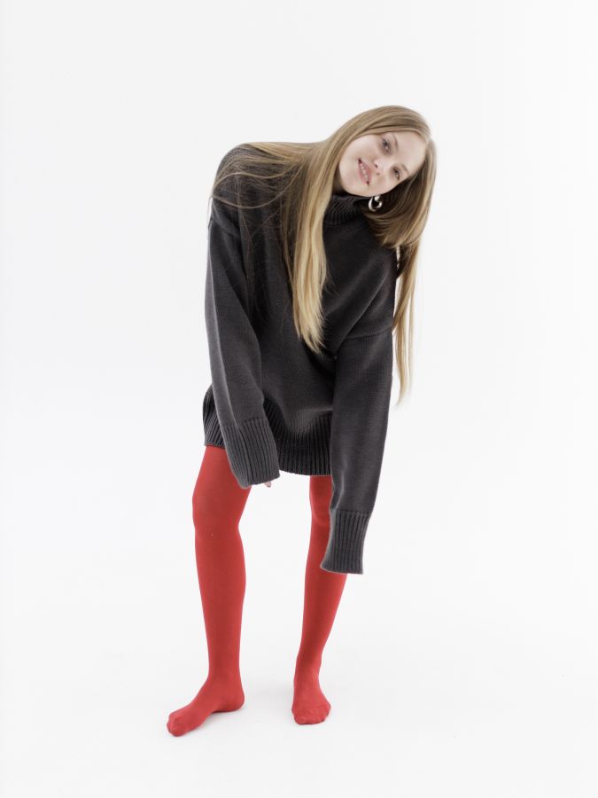 Свитер из мериноса графит удлиненный