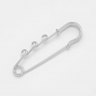 фото Основа для броши: Булавка декоративная с петлями для подвесок цвет серебро Разные размеры (REX.SP.S)