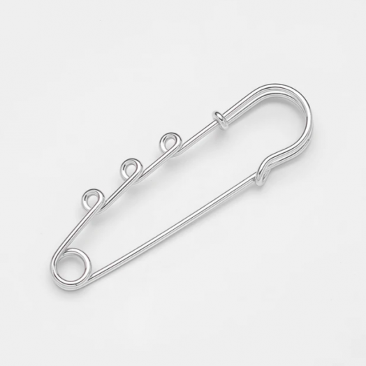 Основа для броши: Булавка декоративная с петлями для подвесок цвет серебро Разные размеры (REX.SP.S)