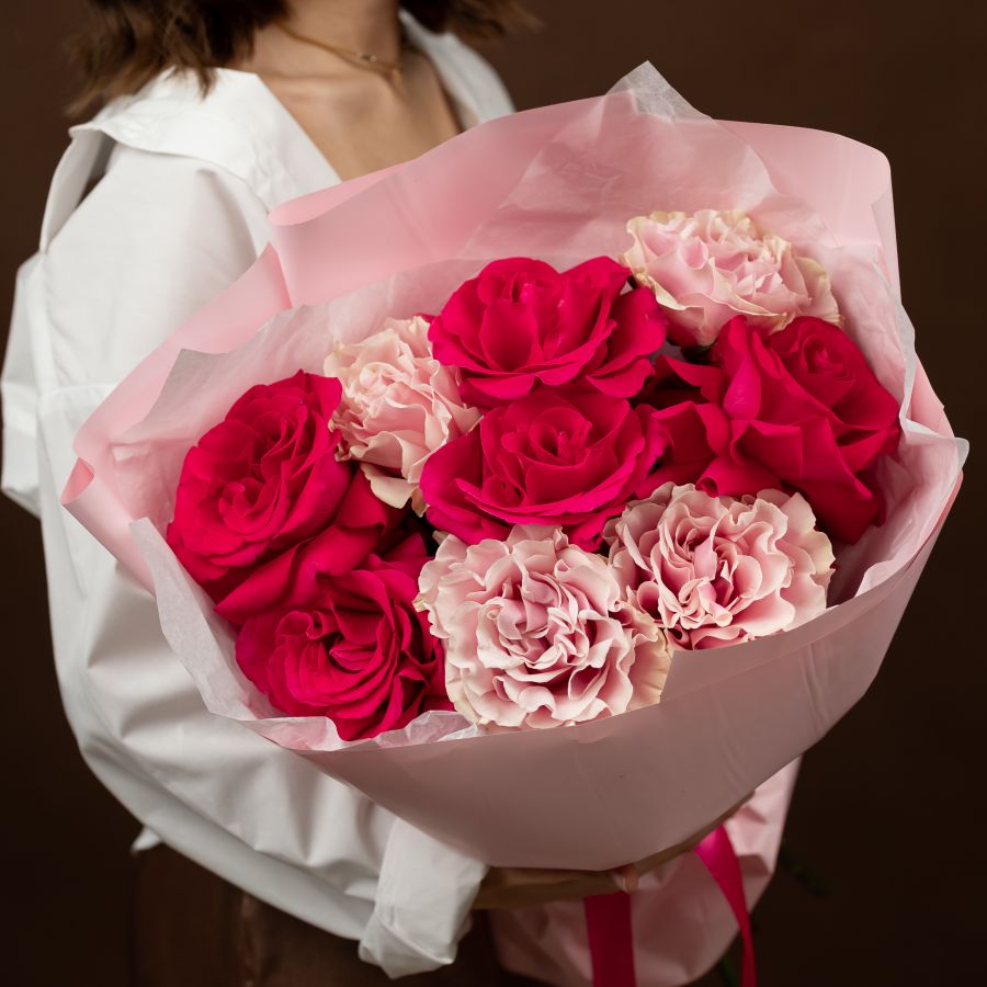 Французская роза 9 шт (микс)