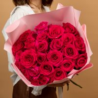 Розовая роза 25 шт 60см