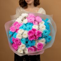 15 хризантем цвета микс крашеная
