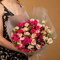 Кустовая роза микс 15 шт