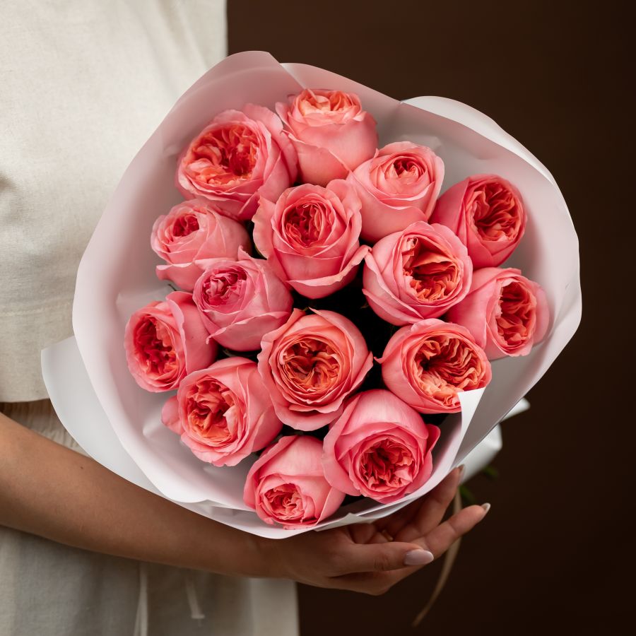 Розовая роза 15шт