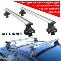 Багажник на крышу Hyundai Solaris 2011-17, sedan, Атлант, крыловидные дуги, опора Е