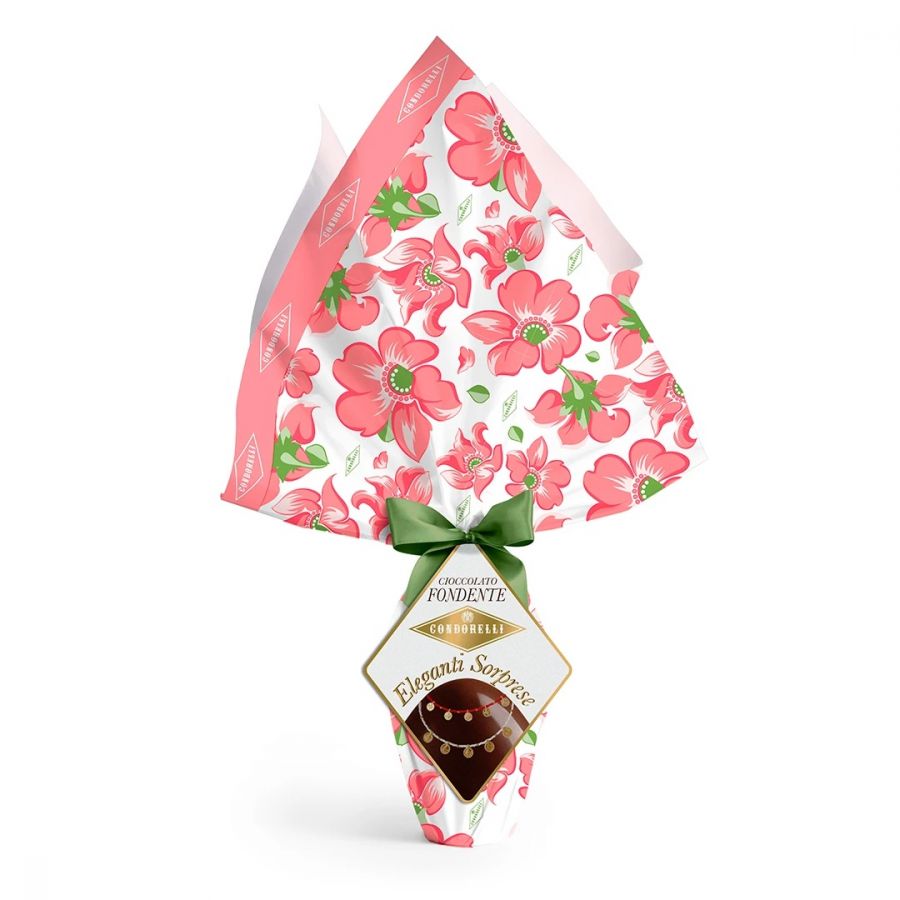 Яйцо из темного шоколада с сюрпризом, Condorelli, 350 г, Uovo di cioccolato fondente flora 350 g