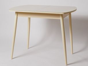 Стол Винер раздвижной со стеклом Mini R (ш940/1260 мм*г450*в750мм) "Кремовый"