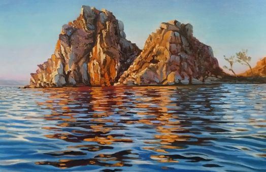 картина "Священные воды Байкала, м.Бурхан (скала Шаманка, о.Ольхон)"