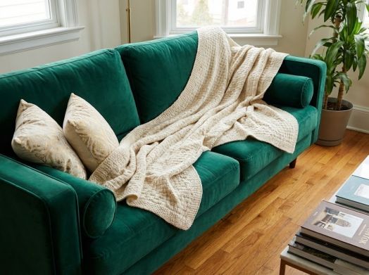 Белый шерстяной плед (ручная работа)