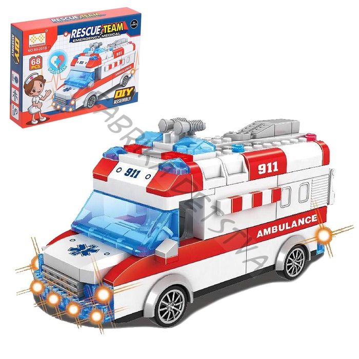 Конструктор «Скорая помощь», свет, звук, инерция, 68 деталей