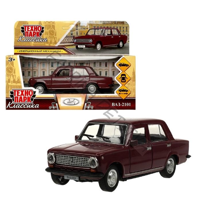 Машинка металлическая «ВАЗ-2101», ретро - модель «Копейка», открываются двери, багажник, инерция, 12 см, фиолетовый