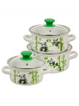 Набор посуды эмалированная сталь, 3 предмета, 1, 1.5, 2.3 л, МП, Керченский металлургический завод, Пандочки-1-Экстра, белый