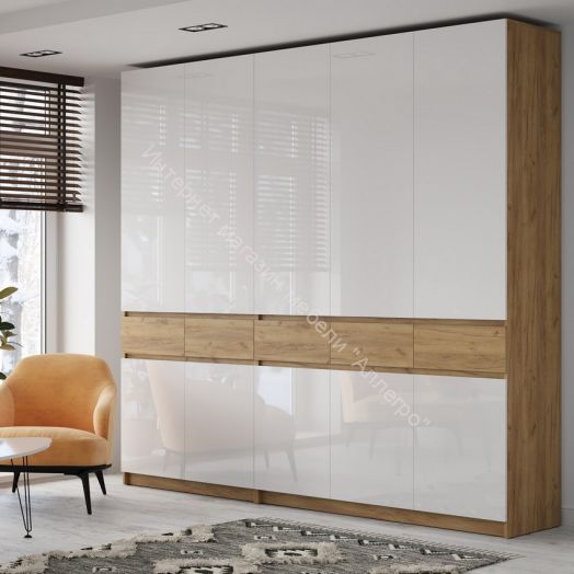 Шкаф 3-х створчатый ШК-002 "Бостон" Дуб крафт золотой/Белый глянец