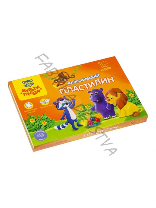 Пластилин «Мульти-Пульти. Приключения Енота», 16 цветов, 320 г, со стеком