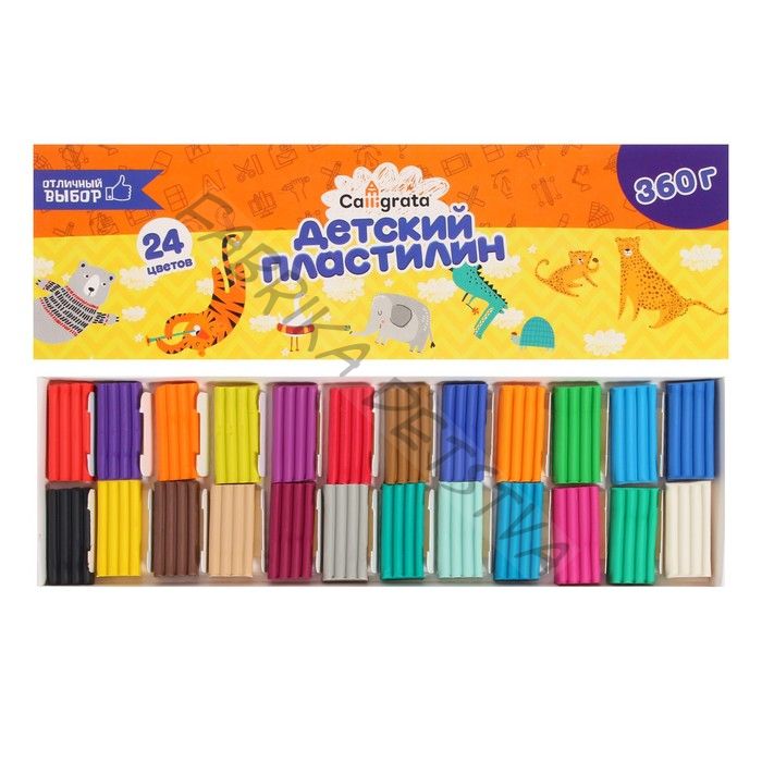 Пластилин Calligrata, 24 цвета, 360 г