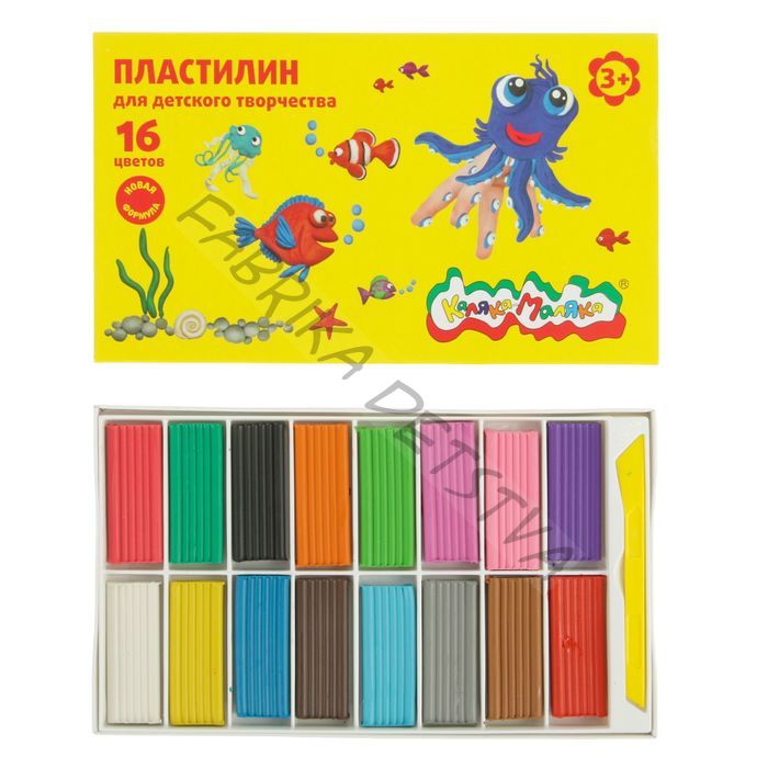 Пластилин «Каляка-Маляка», 16 цветов, 240 г, со стеком