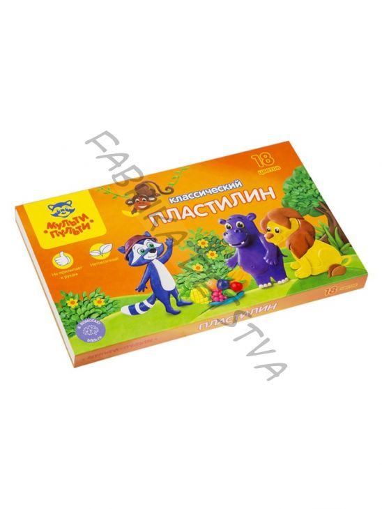 Пластилин «Мульти-пульти. Приключения Енота», 18 цветов, 360 г, со стеком, картонная упаковка