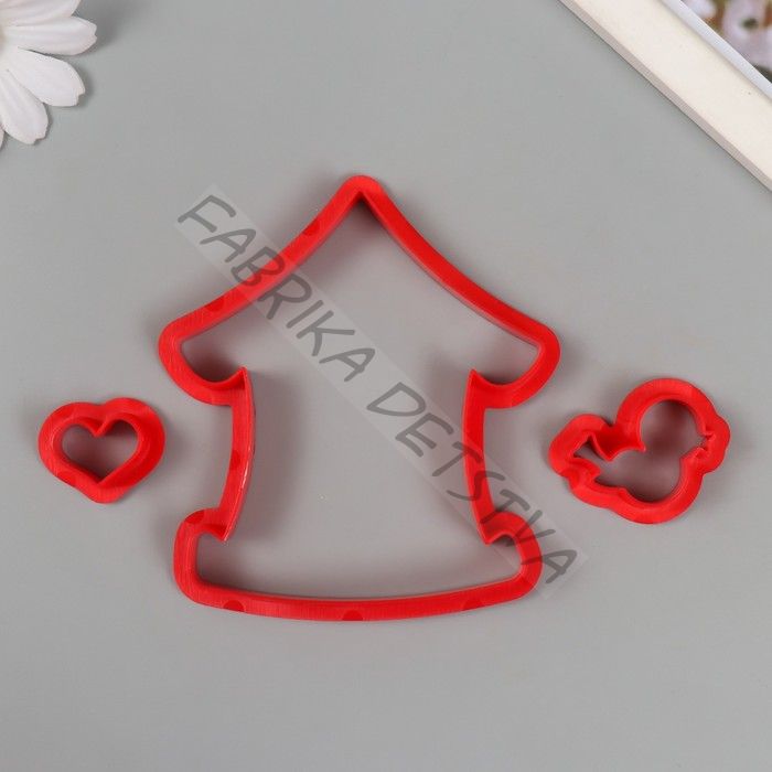 Каттеры для полимерной глины «Домик с птичкой», набор 3 шт., 3.1x4.2 см; 2.4x3 см; 10.3x9.3 см