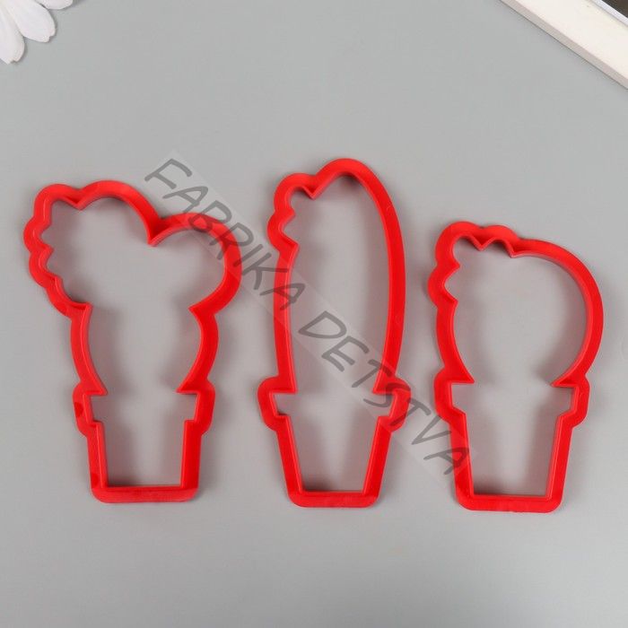 Каттеры для полимерной глины «Кактусы», набор 3 шт., 8.8x5.4 см; 10.7x4.7 см; 10x6.7 см