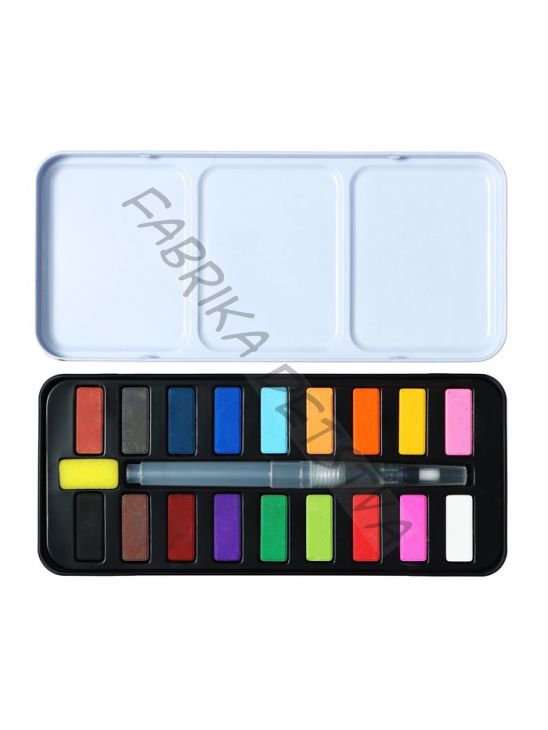 Краски акварельные, в кюветах, с кистью, 18 цветов