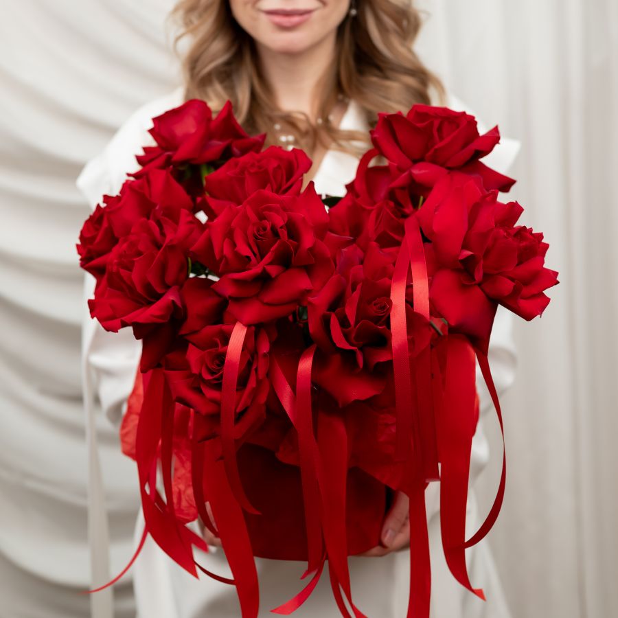 Розы в коробке "Признание в чувствах"